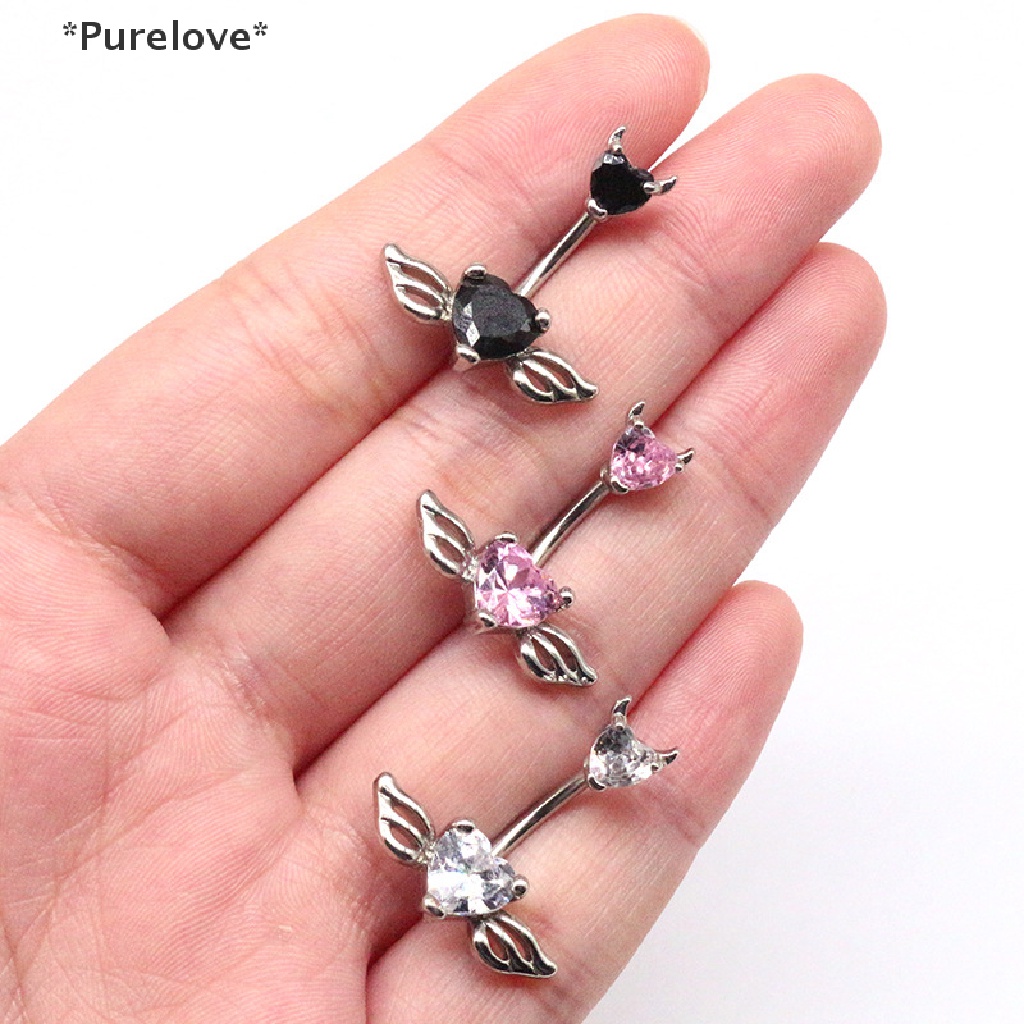 [Purelove] Khuyên Rốn Đính Pha Lê Hình Trái Tim Đôi Cánh Thời Trang