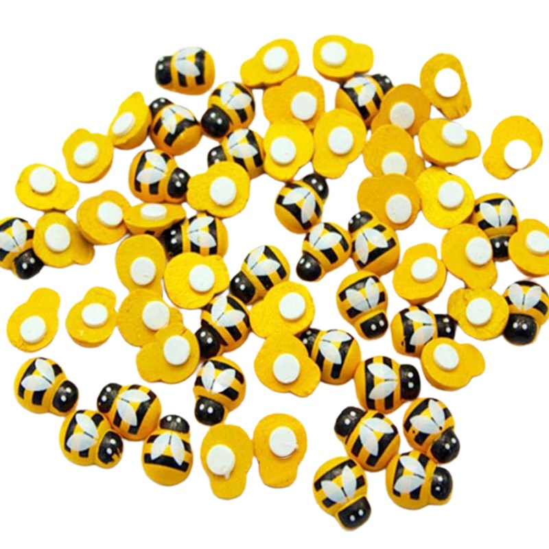Set 100 Miếng Gỗ Hình Con Ong Dán Tường DIY Trang Trí Nội Thất