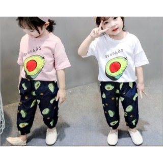 [ XẢ HÀNG ] Sét áo thun kèm quần đũi trái bơ bé gái xinh xắn 6-18kg