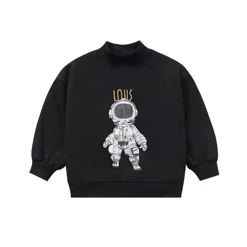 Áo thun tay dài cổ cao lót nhung giữ ấm thời trang thu đông dành cho bé trai