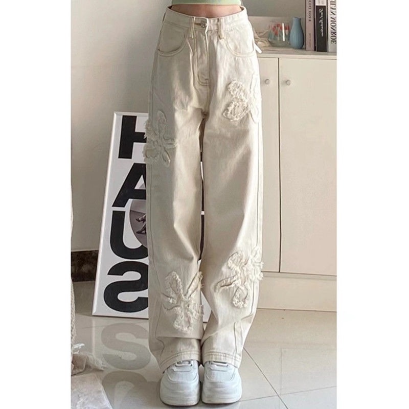 Quần Jean Dài Lưng Cao Ống Rộng Thời Trang Dành Cho Nữ