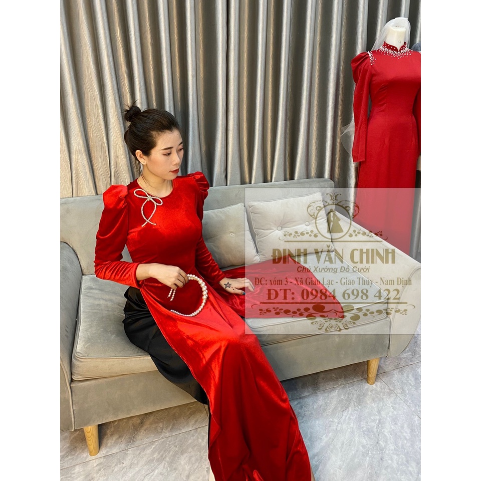 Áo dài nhung thiết kế đẹp