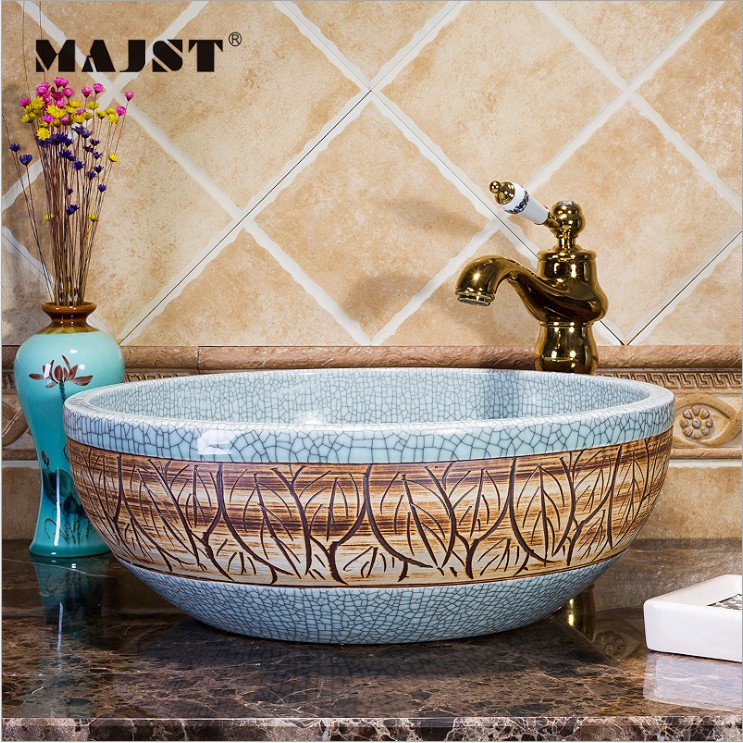 Chậu Rửa Lavabo Gốm Sứ Nghệ Thuật L014 – Phong Cách Retro