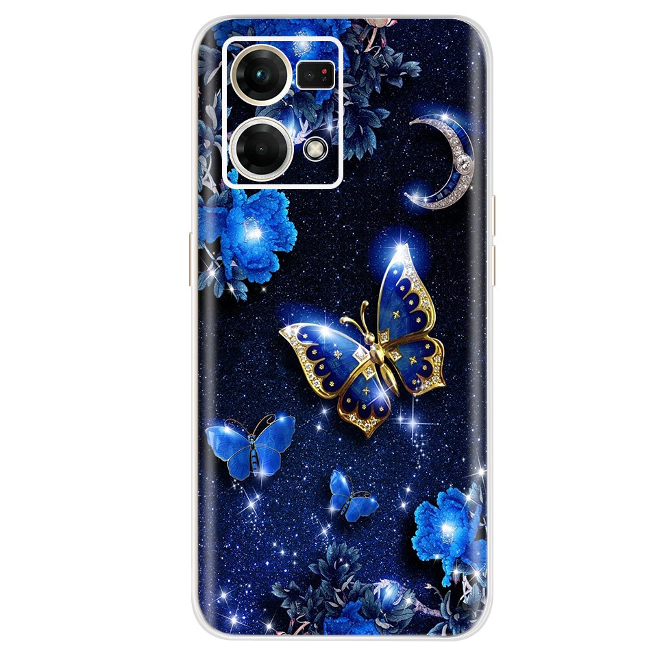 Ốp Điện Thoại TPU Silicon Mềm Vẽ Hình Hoa/Mèo/Bướm Dễ Thương 2022 Cho OPPO Reno7  Reno 7 4G