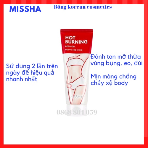 Kem tan mỡ bụng Missha Hot Burning đốt mỡ thừa và giảm số đo vòng bụng 200ml Hàn Quốc