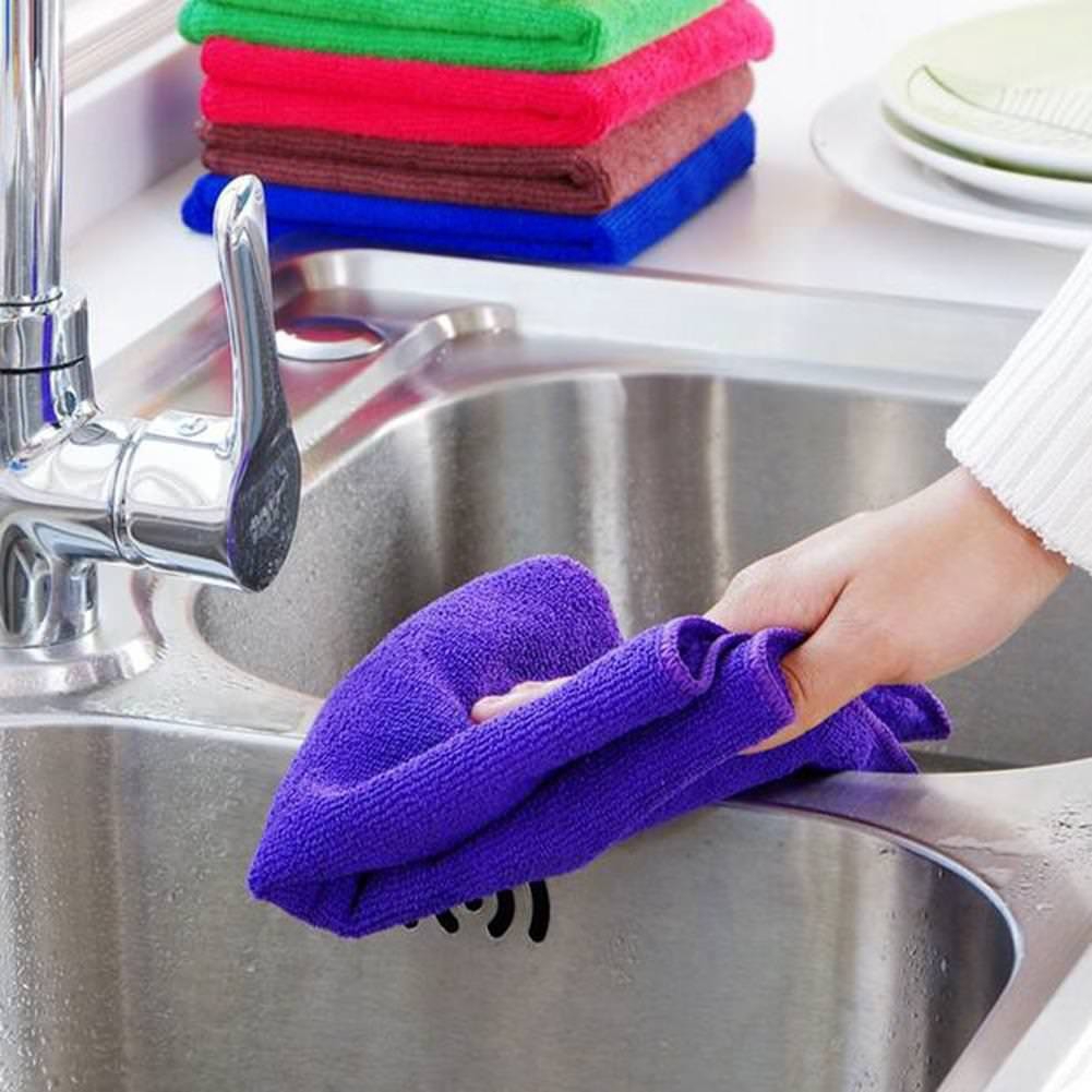 Bộ 2/4 khăn lau bằng chất liệu microfiber nhiều màu đa năng