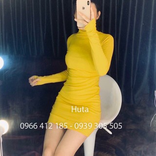 [MẪU MỚI] Đầm body cổ lọ tay dài