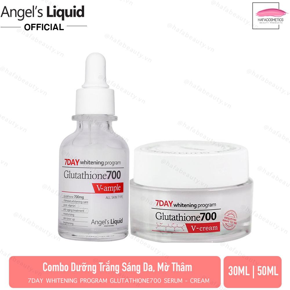 Combo dưỡng trắng da, mờ thâm Angel's Liquid 7Day Whitening Program Glutathione 700