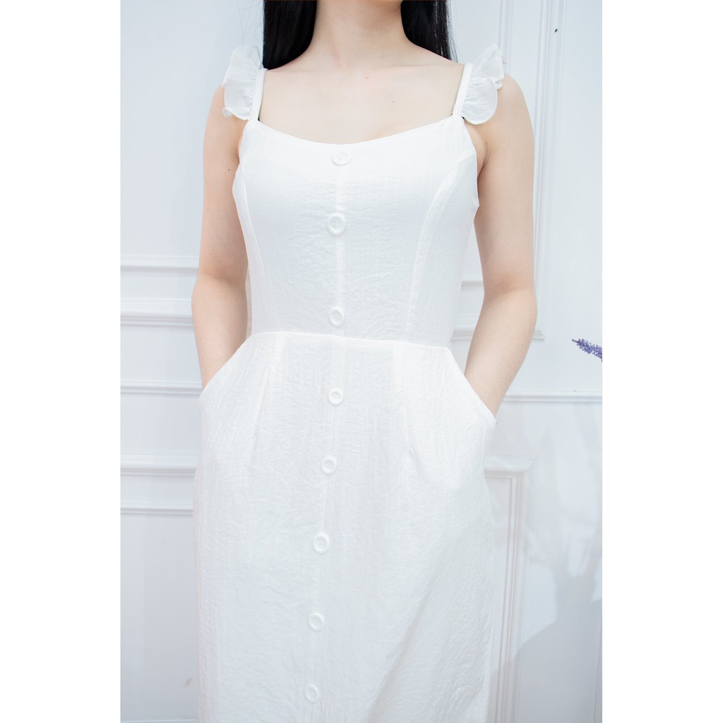 Đầm nữ Trắng Suông Dang A vải Linen cao cấp 2 lớp - Váy 2 Dây kết nút Thiết Kế Dự Tiệc -AMYRA DA060 | BigBuy360 - bigbuy360.vn