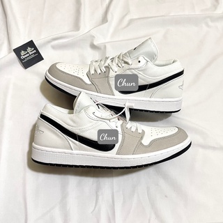 giày Jordan trắng xám đen nỉ,giày JD1 trắng xám thấp cổ cao cấp