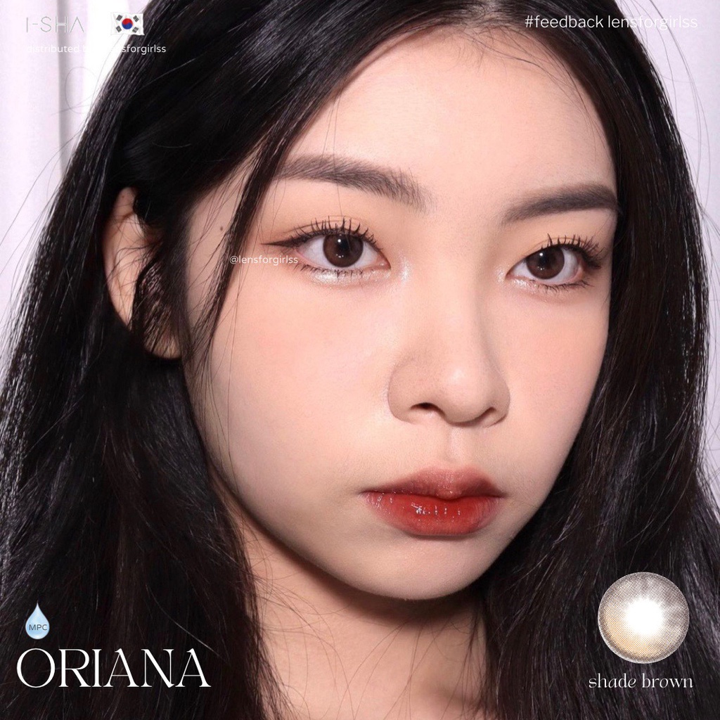 Kính áp tròng hiệu ứng phủ bóng hot trend Oriana Shade Brown chính hãng Isha Made in Korea | Hsd 6 tháng  Lens cận