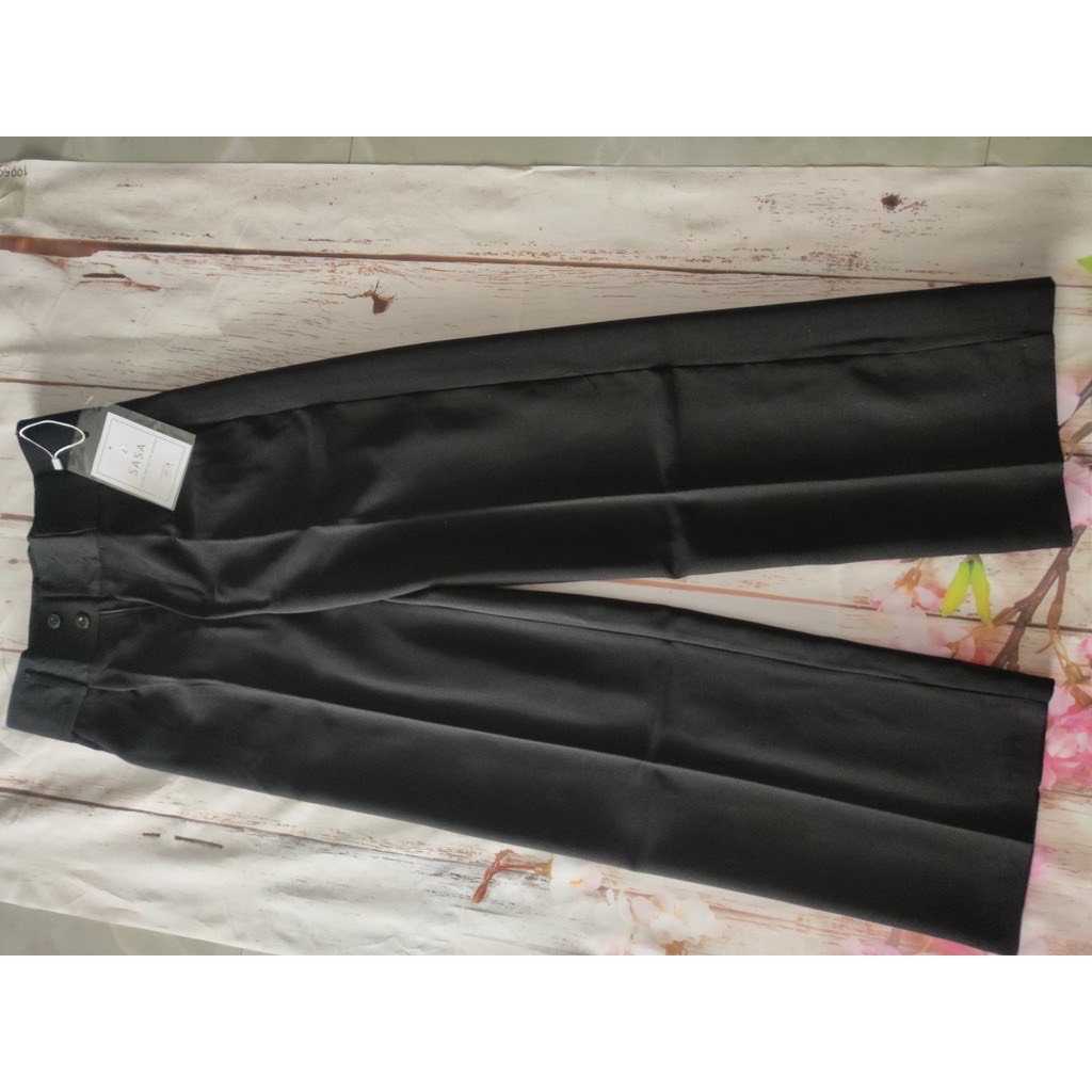 Quần nữ culottes ống rộng cạp cao 7 phân 2 khuy chất tuyết mưa, ống suông lưng cao GT 19