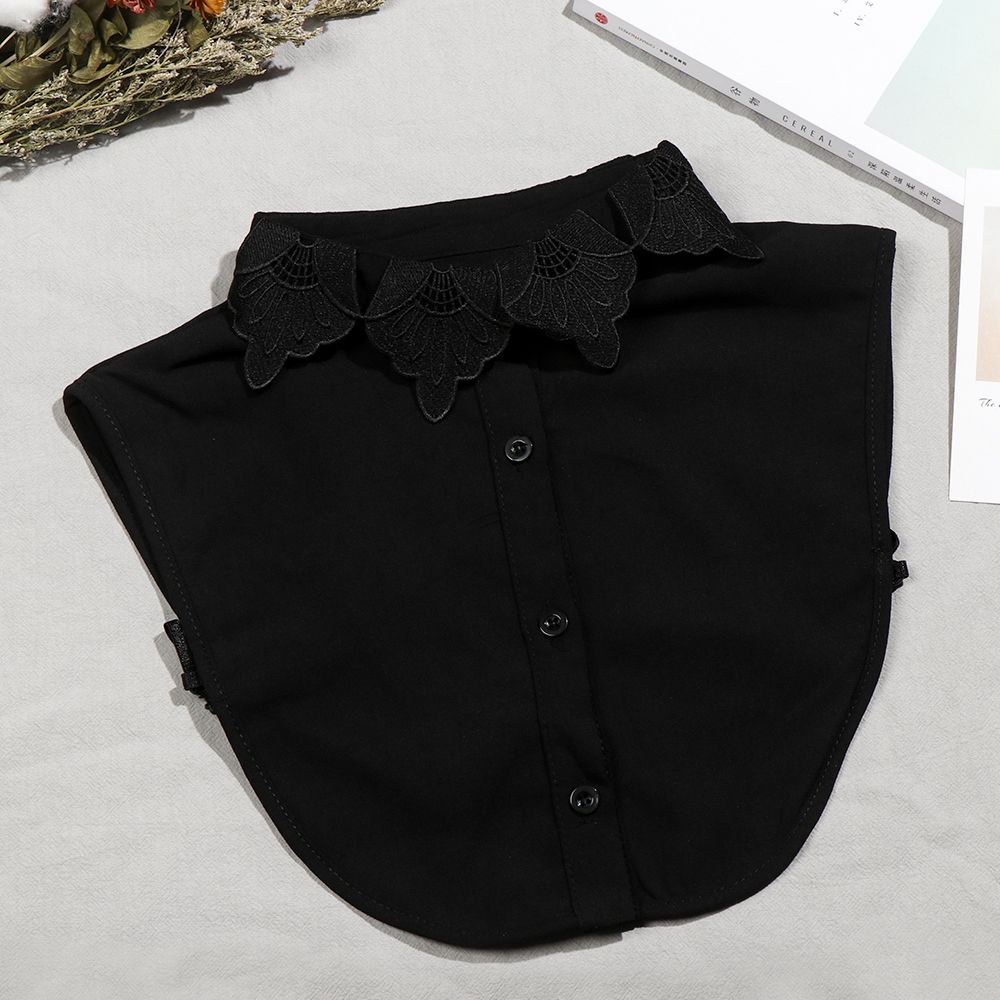 Cổ áo sơ mi giả thêu ren màu trắng đen phong cách cổ điển thời trang cho nam và nữ