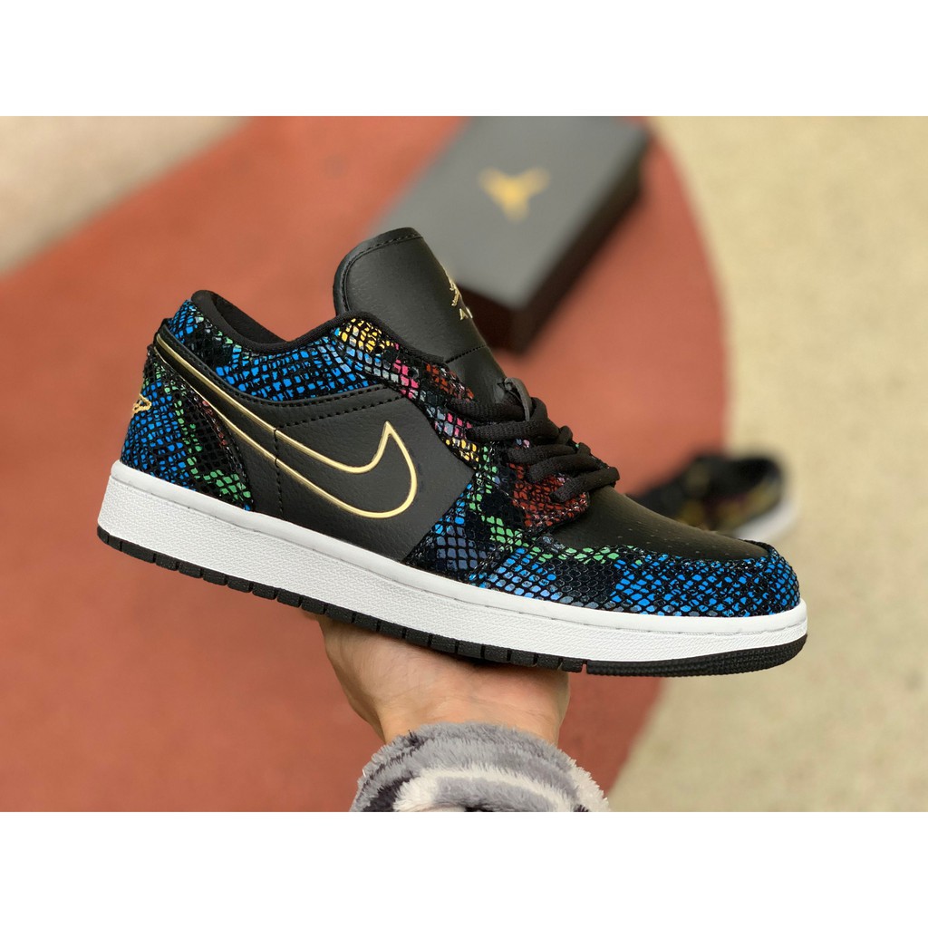 Đôi Air Jordan 1 Low WMNS “BHM” AJ1 Mới 2020 Cánh bay mạ vàng Serpentine CW5580-001