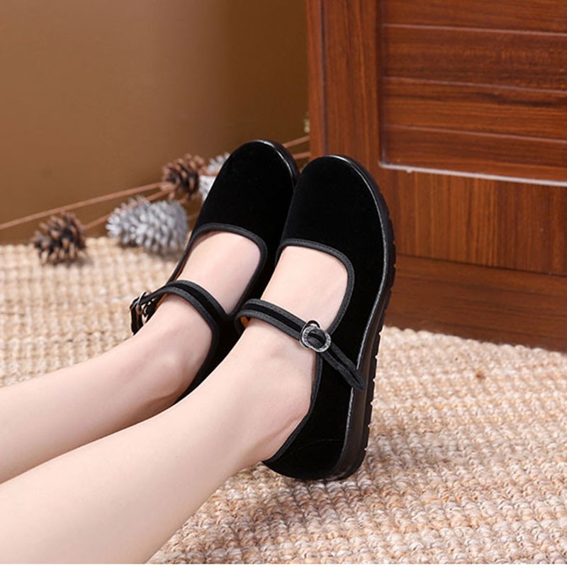 IELGY Giày y tá màu đen thoải mái hợp thời trang kích thước 35-40