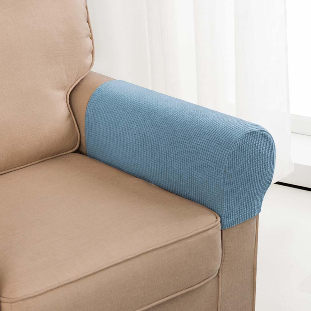 Set 2 Vỏ Bọc Tay Vịn Ghế Sofa Bằng Sợi Polyester Họa Tiết Kẻ Sọc Tiện Dụng