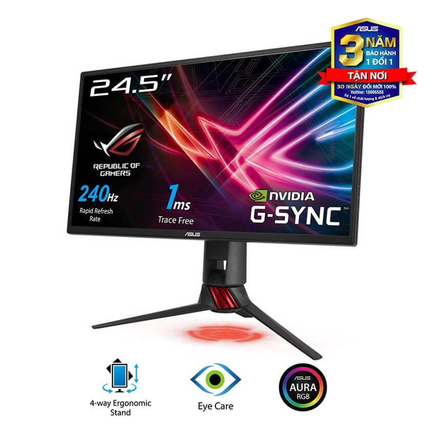 Màn hình Asus ROG Strix XG258Q (24.5 inch/FHD/240Hz/1ms/400 cd/m²/DP+HDMI/G-SYNC/FreeSync/Full HD/Aura RGB)