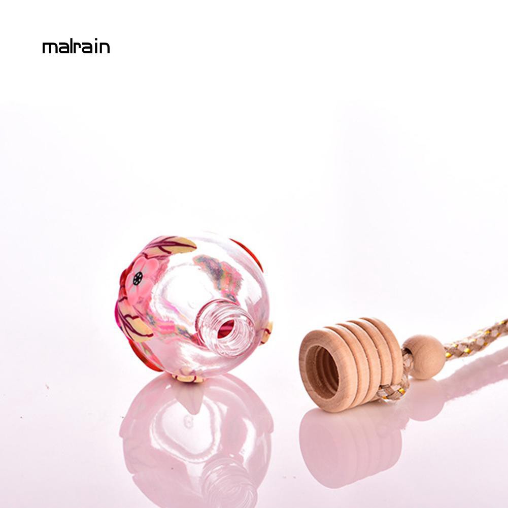 Lọ Nước Hoa Rỗng Dạng Treo In Họa Tiết Hoa Cho Xe Hơi