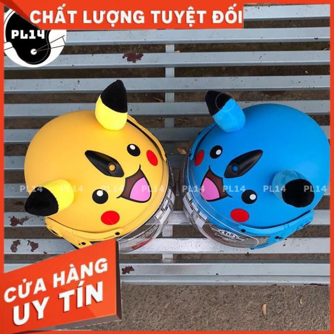 Mũ Nón Bảo Hiểm Trẻ Em Pikachu Có Kính Cho bé Từ 3-6 Tuổi - Mũ Nhựa ABS Độ Bền Cao - BH 12 Tháng RiBô