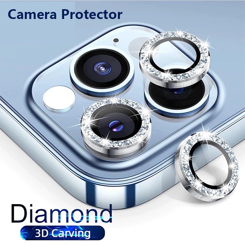 Nắp dán đính đá bảo vệ ống kính camera Cho For iPhone 11 12 13 Pro Max 13 12 Mini