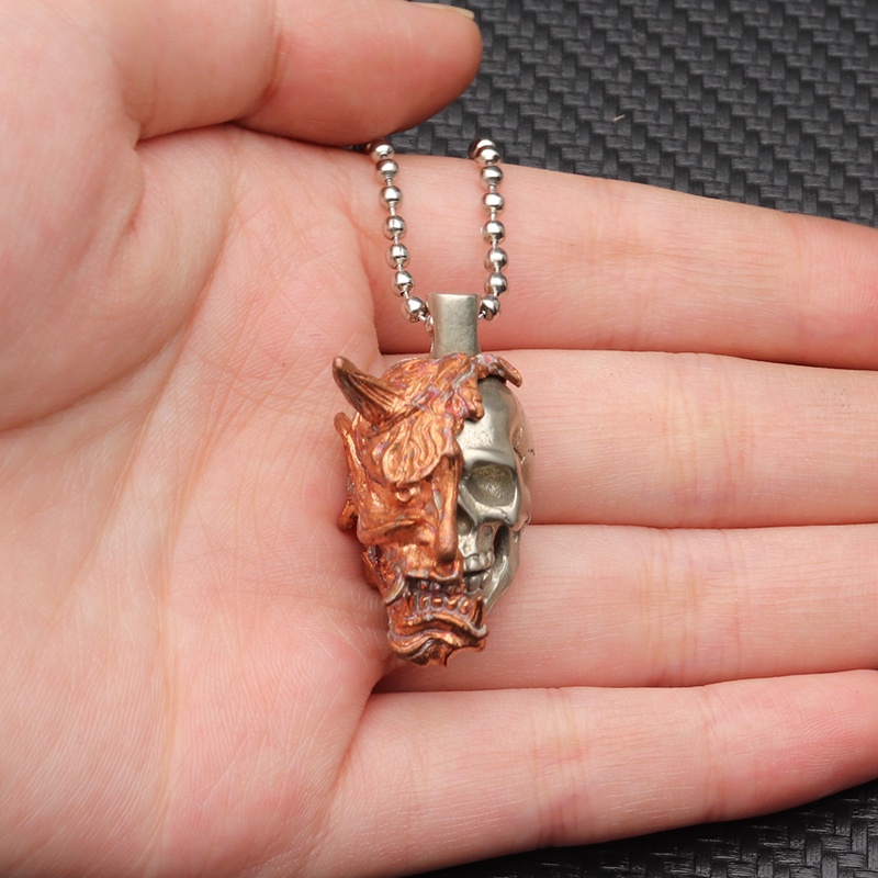 Móc khóa hình đầu lâu bằng đồng thau màu trắng DIY