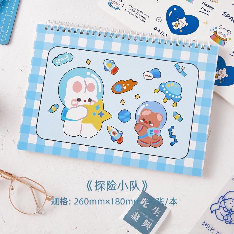 Sổ chiết và lưu trữ sticker, washi size A5/B5 80 trang, có lò xo/ Sổ bảo quản hình dán washi tape Tẻn Tẻn