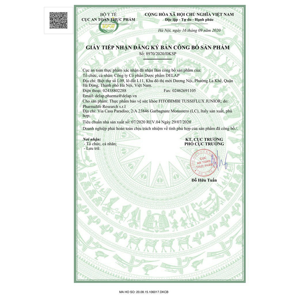 Siro giảm ho, đau họng, cảm cúm - Fitobimbi TussiFlux Junior  chai 200ml, siro Bimbi tăng sức đề kháng cho bé từ 1 tuổi