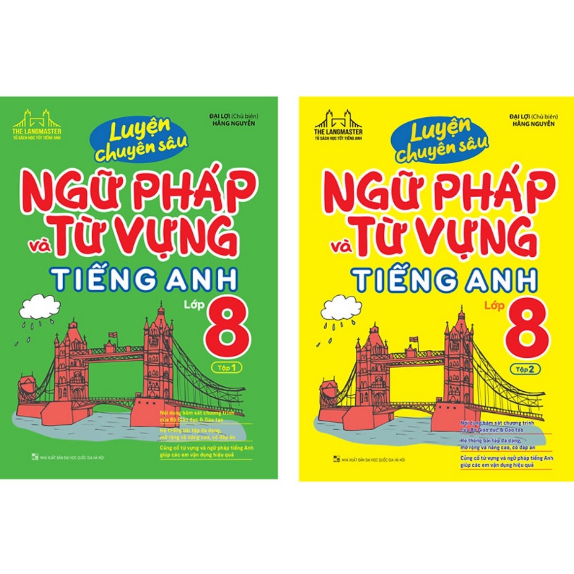 Sách - Combo Luyện chuyên sâu ngữ pháp và từ vựng tiếng anh lớp 8 ( 2 tập )