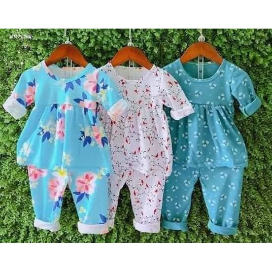 Bộ baydoll bé gái dài tay cotton thoáng mát