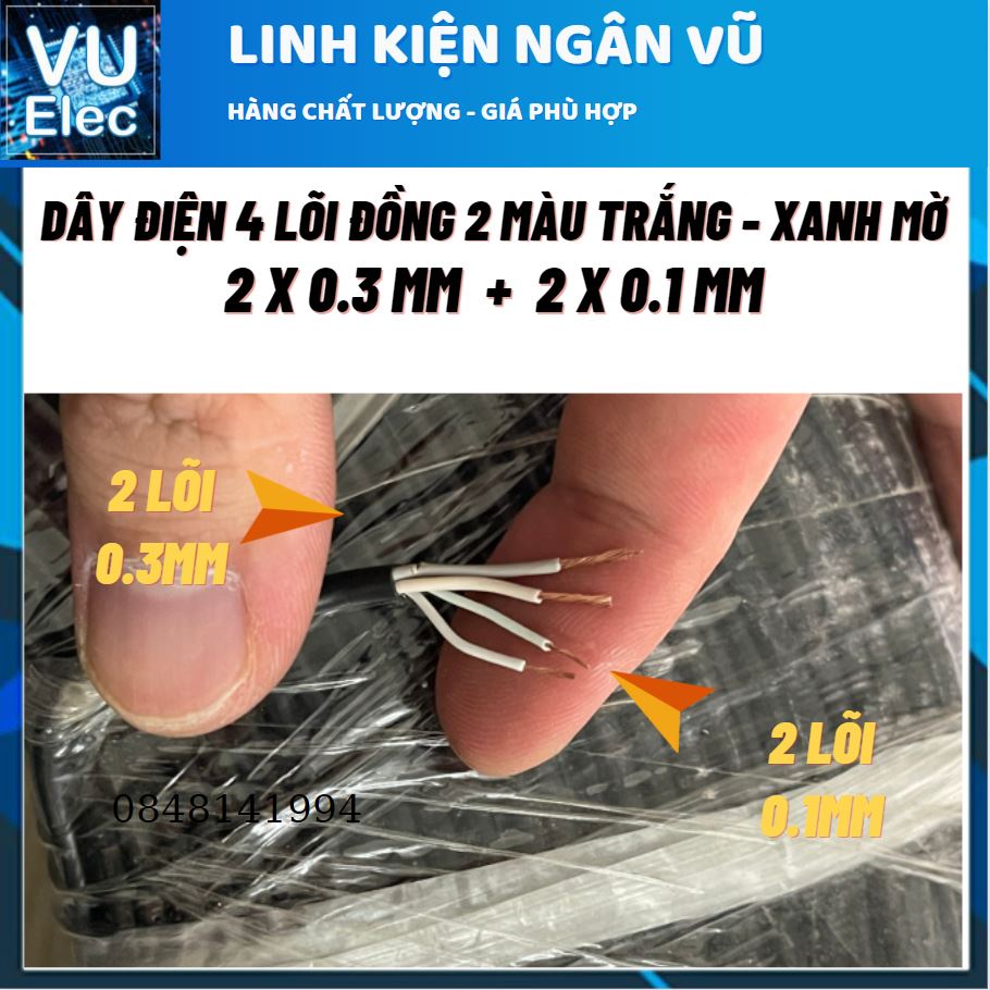 Dây điện 4 lõi 2 lõi 0.3MM - 2 lõi 0.1MM dùng làm dây nguồn tín hiệu có DATA hàng xịn