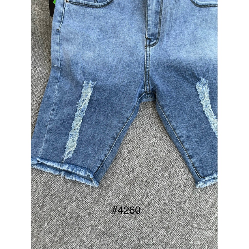 [Bigsize] Quần Jean Lửng Gối Nữ Hàng Co Giãn Mạnh Kiểu Rách 2 Bên Phối Màu