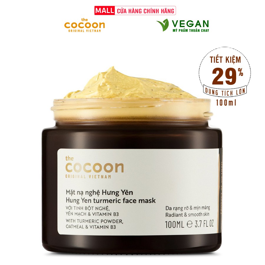 [Mã FMCGMALL giảm 8% Tối đa 80K đơn 250K] Mặt nạ nghệ Hưng Yên cocoon 100ml thuần chay sáng da đều màu