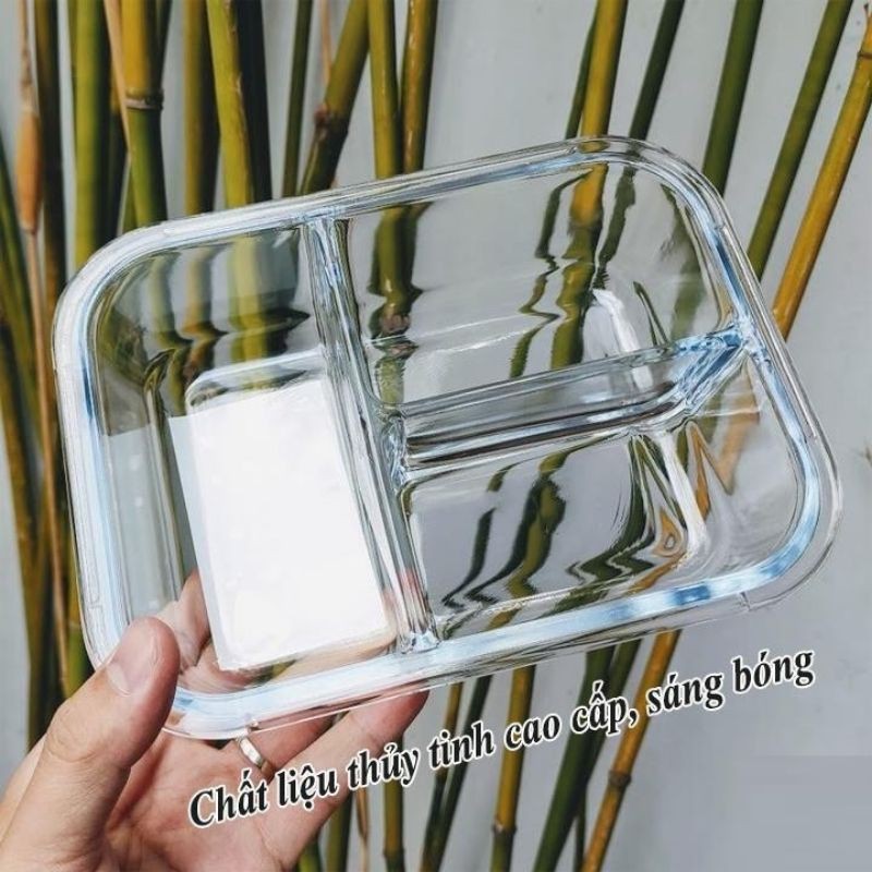 Hộp đựng cơm thức ăn 1ngăn 2 ngăn 3 ngăn thủy tinh 1000ml