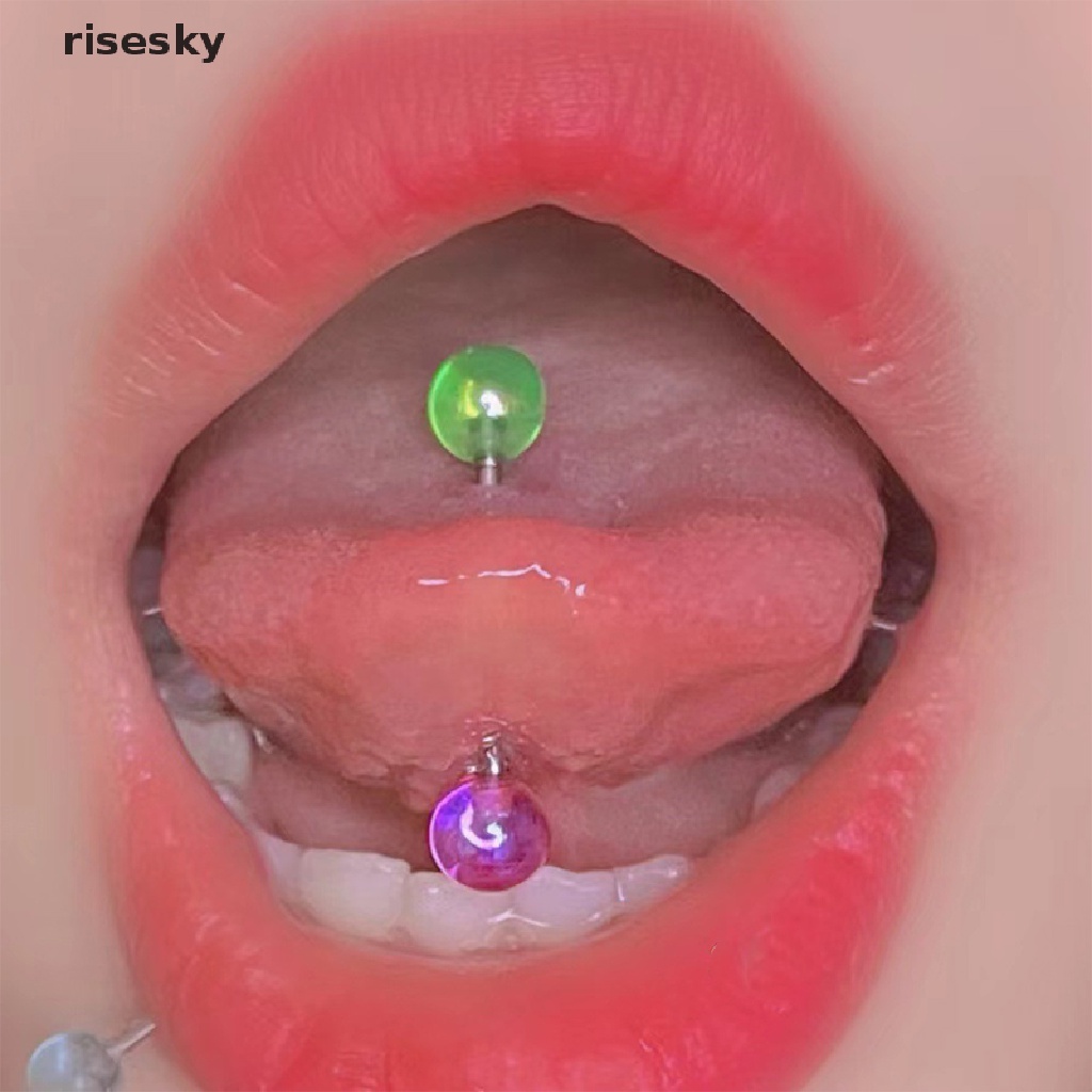 Khuyên Lưỡi Bằng Thép Titan Nhiều Màu Sắc Cá Tính ♨Trên đó