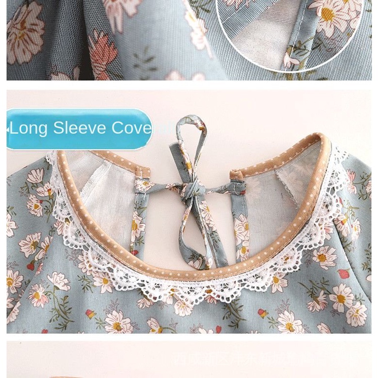 Tạp Dề Vải Canvas Dài Tay Phong Cách Phương Tây Hàn Quốc Chống Bẩn Thoáng Khí Chống Bẩn Nhà Bếp Gia Đình  J