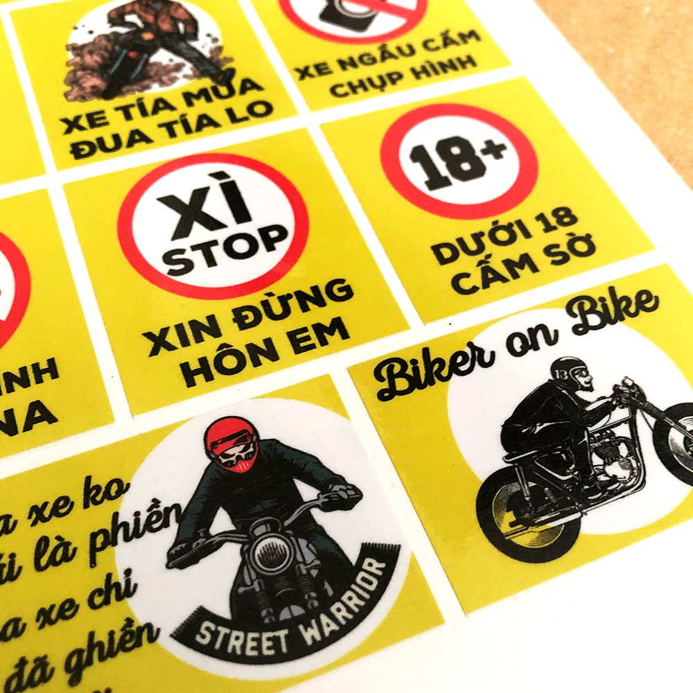 Bộ 20 Tem Xe Hài Hước - Team Xe Exiter Wave Winner