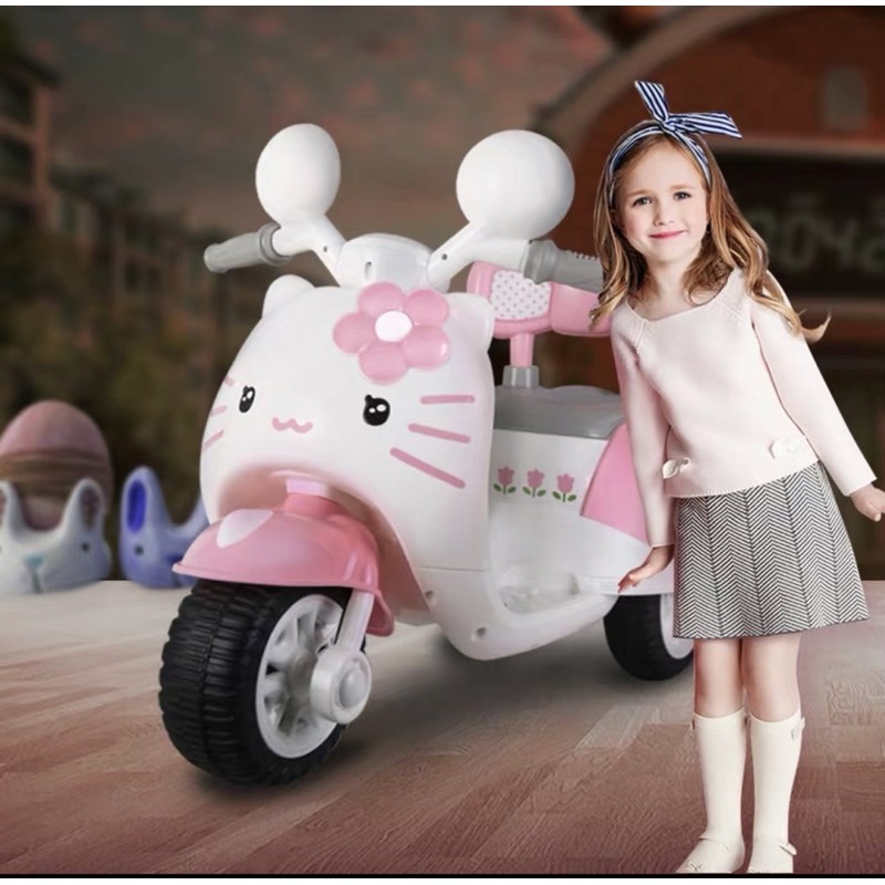 Xe máy điện trẻ em hello kitty siêu xinh 9118 có đèn nhạc