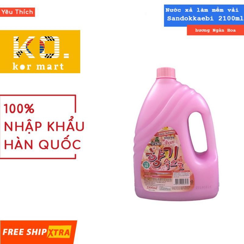 Nước xả  làm mềm vải ♥️FREESHIP♥️ Sandokkaebi [GIÁ SỐC] 2100ml hương Ngàn hoa đậm đặc cho quần áo mềm mại, thơm tho suốt