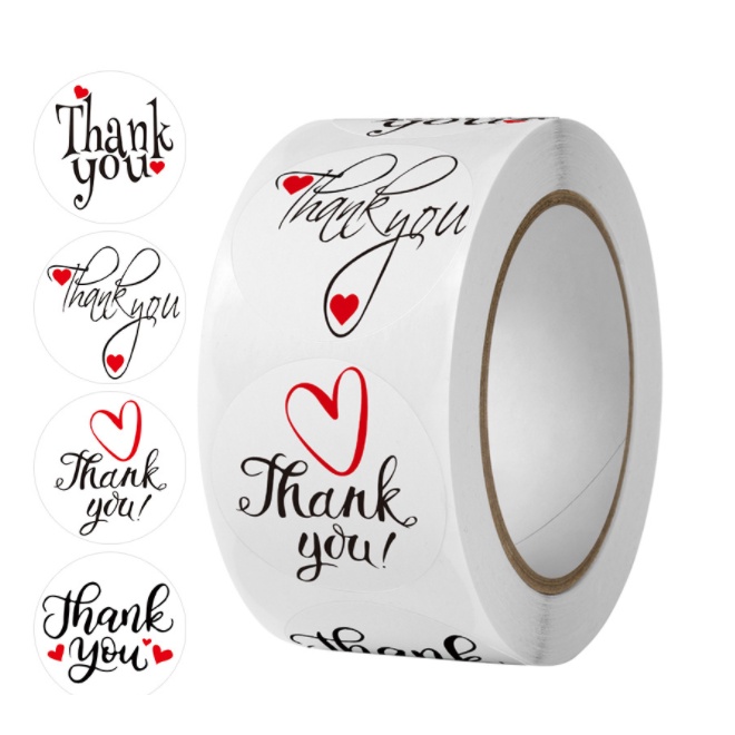 Tem Nhãn Dán Sticker, Miếng Dán Decal Thank You 500 miếng/1 cuộn