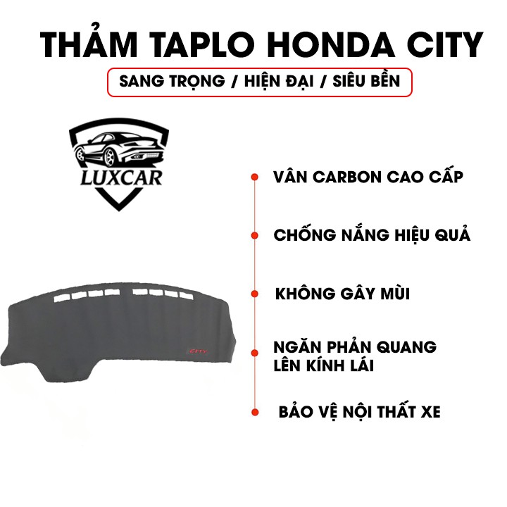Thảm Taplo Da Carbon HONDA CITY - Chống nóng, bảo vệ Taplo LUXCAR đời xe 2016-2020