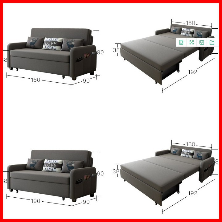 [Giảm giá thần tốc] Sofa giường đa năng, Sofa giường gấp gọn 1.6m x 1.9m có ngăn chứa đồ, giường thông minh xếp thành gh