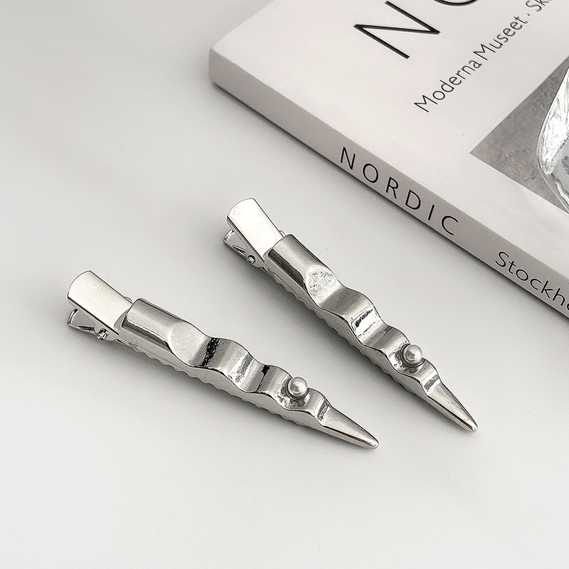 Kẹp Tóc Kim Loại Đính Ngọc Trai Đơn Giản Thời Trang