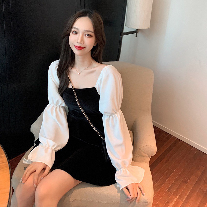 Đầm Nhung Tay Phồng