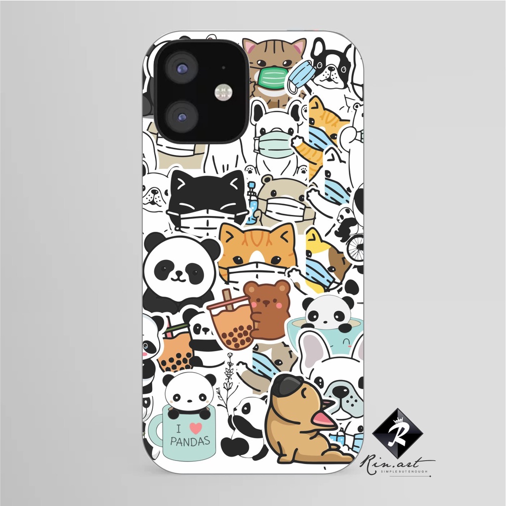 Bộ 200 sticker chủ đề GẤU TRÚC PANDA siêu cưng chất liệu chống nước dán trang trí vali mũ bảo hiểm xe máy laptop điện th