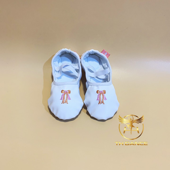 Giày múa ballet trẻ em GM02T Giày múa da thêu nơ