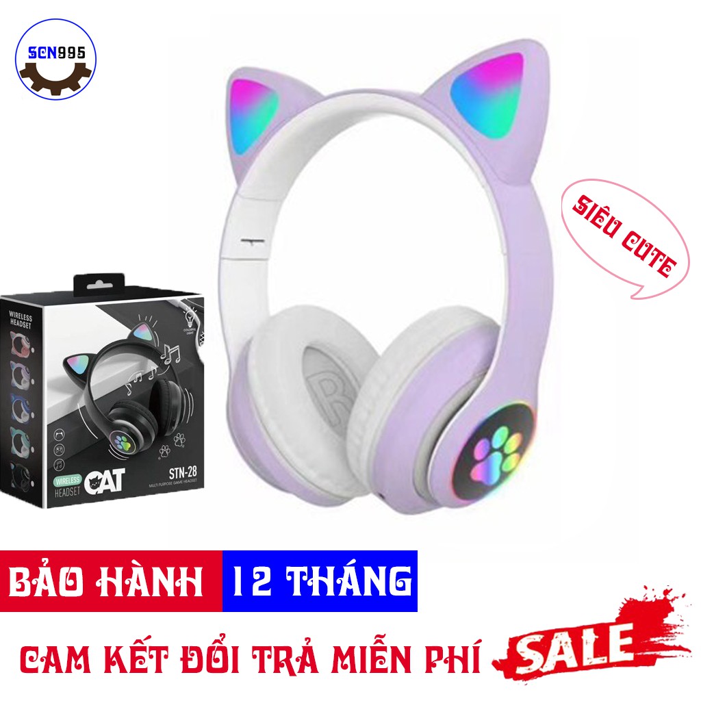 [BẢO HÀNH 12 THÁNG] Tai Nghe Chụp Tai Headphone Bluetooth Không Dây TN-01 Tai Mèo FREE SHIP - Tai Nghe Mèo Dễ Thương