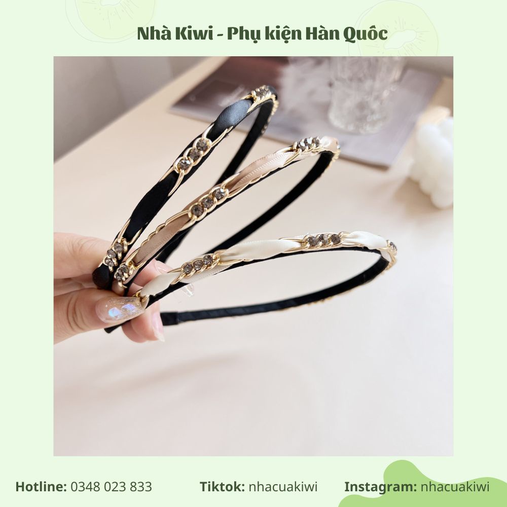 Băng đô Cài tóc dây xích đính đá pha lê