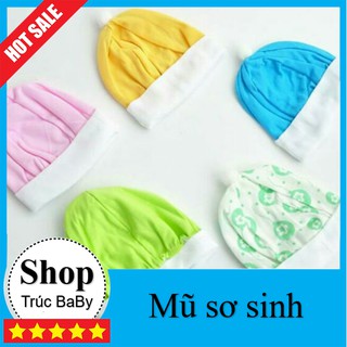 Mũ sơ sinh ⚡cực xinh⚡ nón sơ sinh thung bo chóp 0-4 tháng-ngẫu nhiên