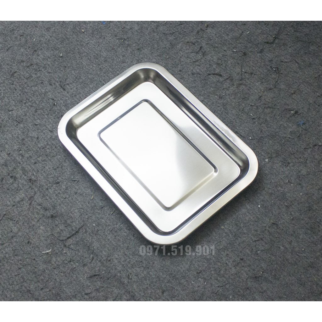 Khay inox cao cấp nhiều kích cỡ sâu 2 cm