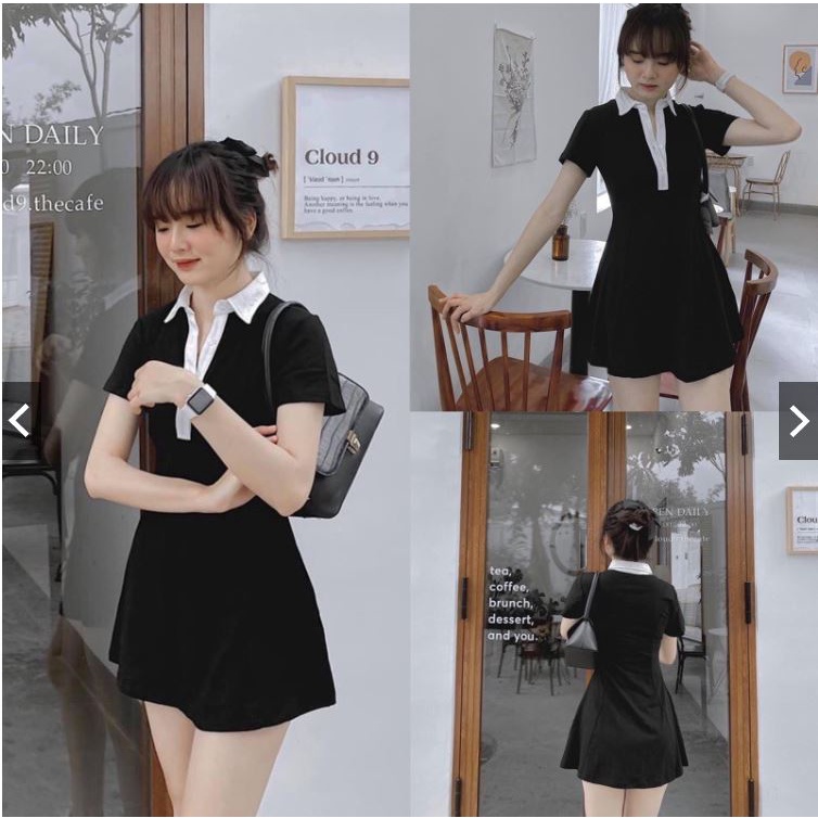 Đầm Polo Cổ Bẻ Phối Viền Trắng Ôm Body Sexy CựcTôn Dáng Phong Cách Trẻ Trung